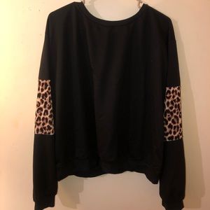 Adorable leopard accented sweatshirt